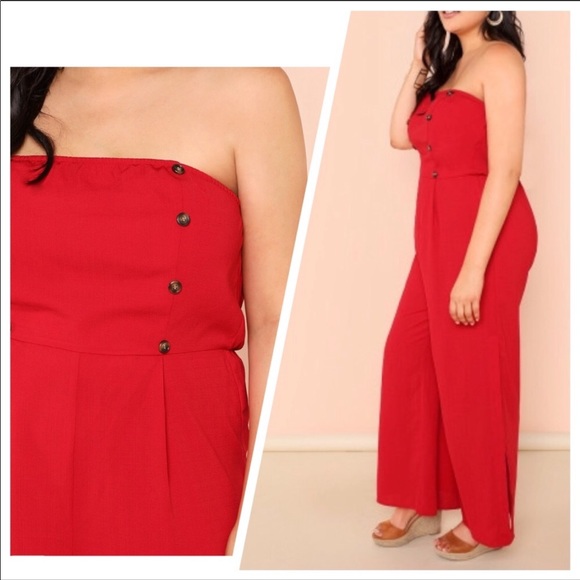 NEW•2X-4X•ROSALIE RED ELEGANT JUMPSUIT - Picture 4 of 15